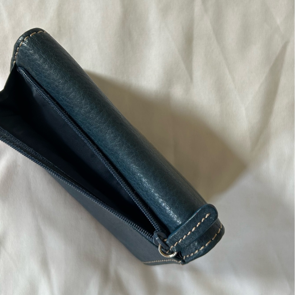 Fossil Genuine Leather Blue Trifold Wallet - Picture 4 of 7